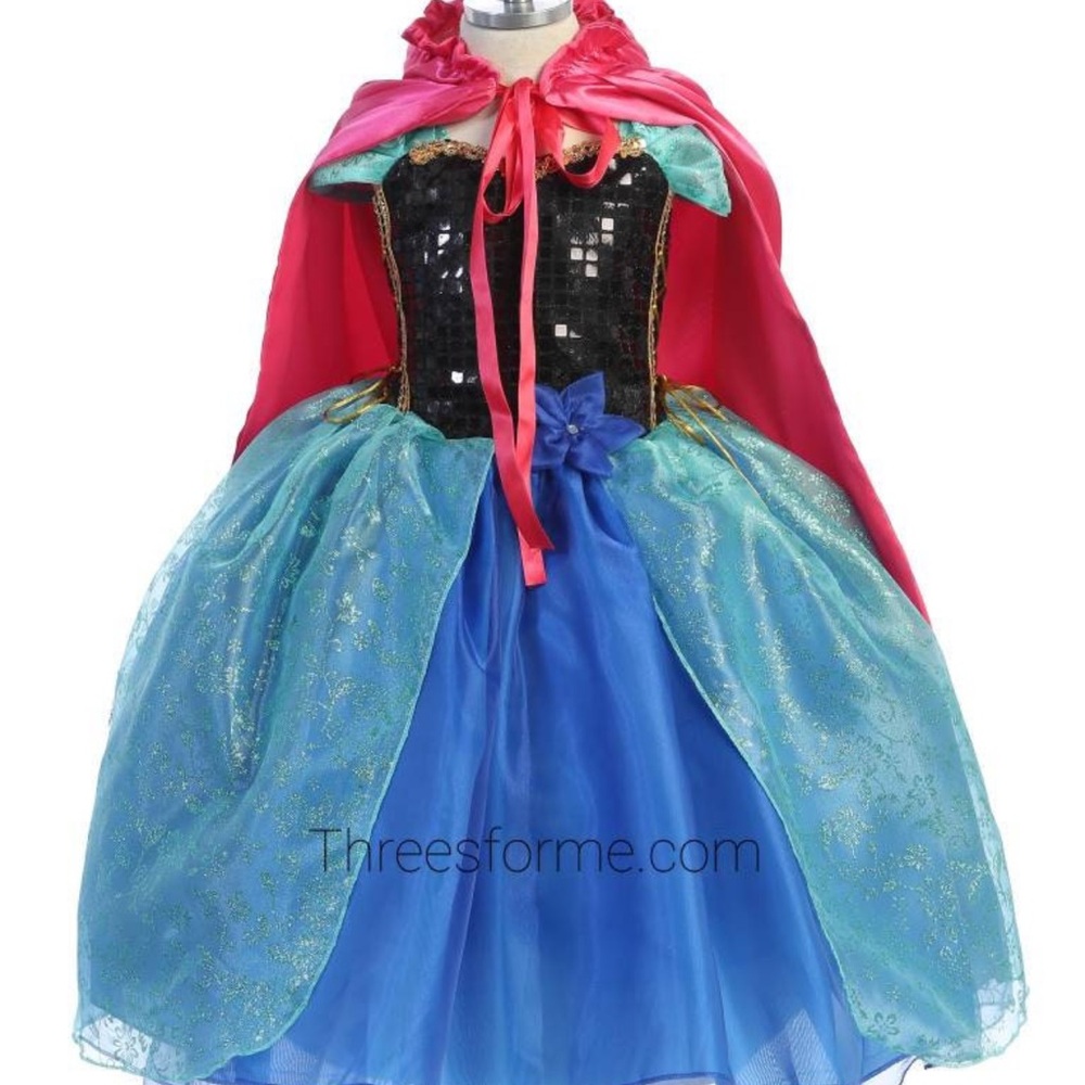 Frozen princess Anna Sparkling Blue and Black Kids Costume
